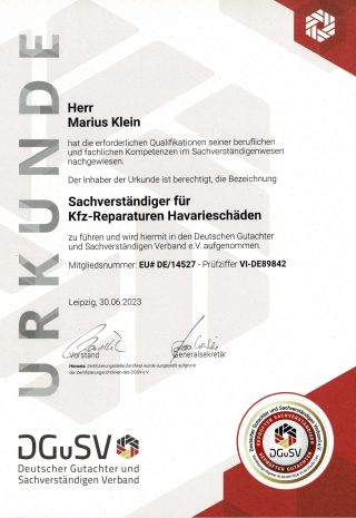 Kfz-Gutachter Marius Klein