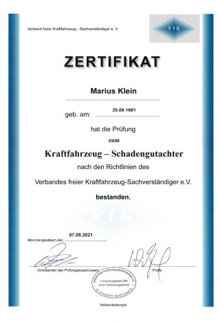 Kfz-Gutachter Marius Klein